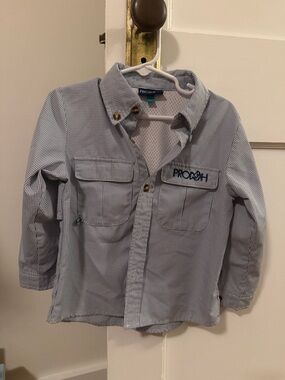 Proosh Kids Blue Micro-Check Button-Down Fishing Shirt with Front Pockets